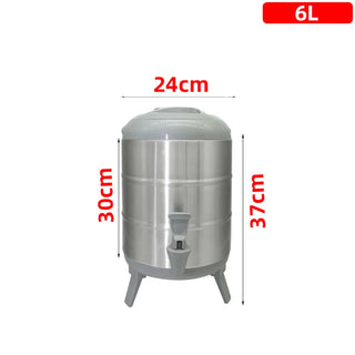 Buy 6l 100% Stainless Steel Barrel With Thermometer Milk Tea Barrel Heat Cold Insulation Barrel Commercial Bucket Soy Milk Container