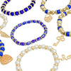 Women’s Pearl Bead Bracelet Blue and White Stylish Jewelry Accessory