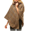 Aubrie Cozy Warm Plaid Checkered Super Sofy Faux Fur Collar Poncho
