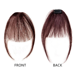 Buy a59-brown 100% Human Hair Black Brown Invisible Hair Bangs Clip in Straight Bangs and Sideburns Extensions Hairpiece Hair Piece