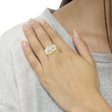 14K Yellow Gold 2-1/3 Cttw Diamond Cluster Channel Set Chevron Shaped Band Engagement Ring & Wedding Band Set (H-I Color