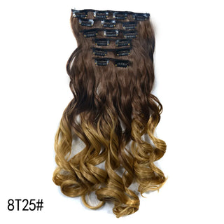 Buy my6c-8t25 16 Clips Clip in Hair Extension Long Synthetic Hair Heat Resistant Hairpiece Natural Wavy Ombre Hair Piece 6Pcs/Set 20Inch LIHUI