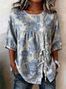 Women's Floral 3D Print Pullover Top – Loose Fit Elegant Casual S to 3XL