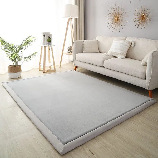 Thick Coral Fleece Carpet for Living Room Bedroom Kids Room Play Area Rugs Anti Slip Japan Tatami Floor Mat Prayer Mattress Grey