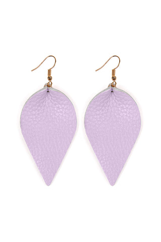 Buy light-purple Teardrop Shape Genuine Leather Earrings