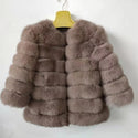 100% True Fur Coat Women's Warm and Stylish Natural Fox Fur Jacket Vest Leather Coat Natural Fur Coats  Free Shipping