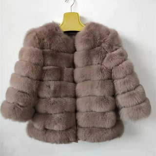 Buy light-khaki 100% True Fur Coat Women&#39;s Warm and Stylish Natural Fox Fur Jacket Vest Leather Coat Natural Fur Coats  Free Shipping