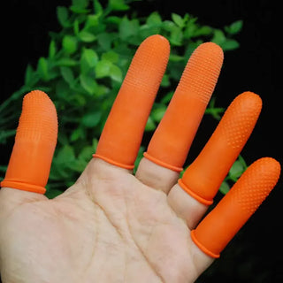 Buy orange 100pcs Disposable Latex Finger Cots Rubber Fingertip Anti-Slip Anti-Static Protective Finger Glove for Electronic Repair Jewelry