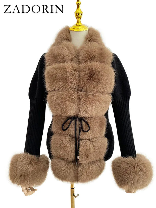 Knitted Sweater Fur Cardigan