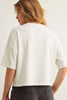 BUTTON DOWN ROUND NECK HALF SLEEVE TOP: WHITE