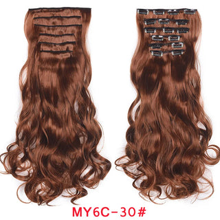 Buy my6c-30 16 Clips Clip in Hair Extension Long Synthetic Hair Heat Resistant Hairpiece Natural Wavy Ombre Hair Piece 6Pcs/Set 20Inch LIHUI