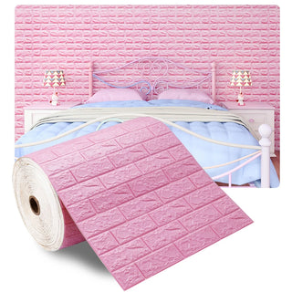 Buy pink 1/5/10m 3D Wall Sticker Imitation Brick Bedroom Waterproof Self-Adhesive Home Decor DIY Wallpaper for Living Room TV Backdrop