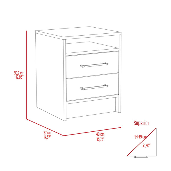 Nightstand Cartiz, Two Drawers - Light Oak