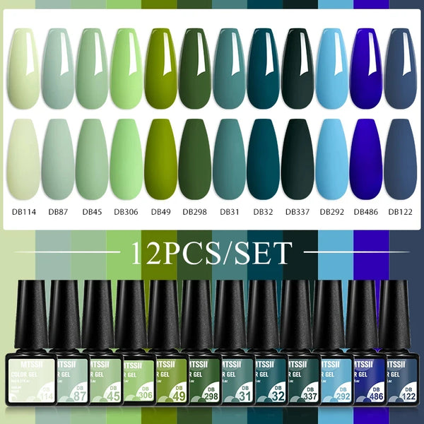 10/12pcs Spring Macaron Nail Gel Polish Set Semi Permanent UV for Manicure Soak Off Gel Nail Polish Kit Varnishes Nail Supplies