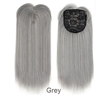 Buy grey 14inch Straight Synthetic Blonde Hair With Bangs for Women Clip-In One-Piece Hair Extension High Temperature Fiber