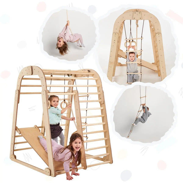 Indoor Wooden Playground for Children - 6in1 Playground + Swings Set + Slide Board