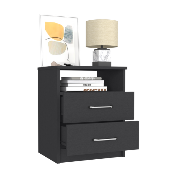 Nightstand Olivenza, Two Drawers - Black