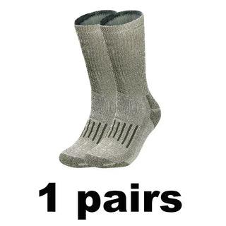 Buy green-1pairs 1/2/3 Pairs Merino Wool Socks Men&#39;s Autumn Winter Thickened Thermal Socks Mountaineering Breathable Outdoor Sports Socks Large