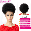 10inch Afro Puff Human Hair Bun Drawstring Ponytail Human Hairpiece Kinky Curly Clip in Extensions Yepei Pony Tail