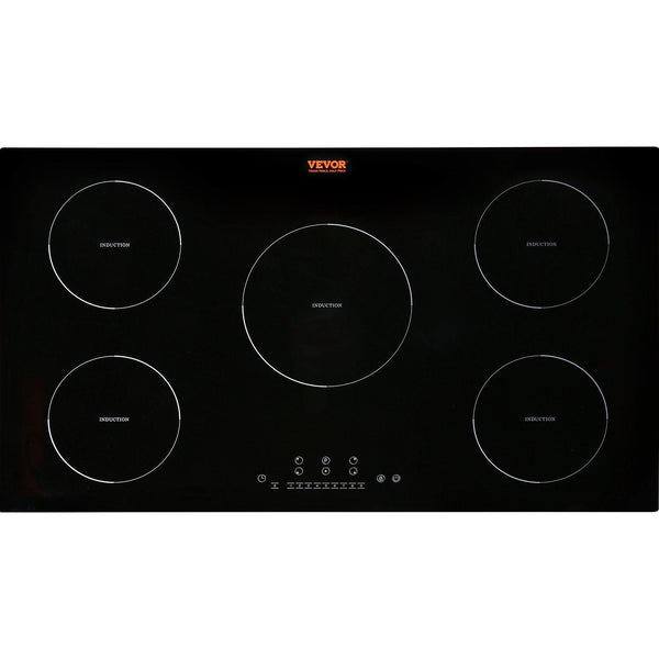Electric Cooktop, 5 Burners, 36'' Induction Stove Top, Built-in Magnetic Cooktop 9200W, 9 Heating Level Multifunctional Burner, LED Touch Screen w/ Child Lock & Over-Temperature Protection