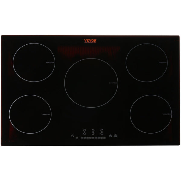 Electric Cooktop, 5 Burners, 30'' Induction Stove Top, Built-in Magnetic Cooktop 9200W, 9 Heating Level Multifunctional Burner, LED Touch Screen w/ Child Lock & Over-Temperature Protection