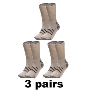 Buy brown-3pairs 1/2/3 Pairs Merino Wool Socks Men&#39;s Autumn Winter Thickened Thermal Socks Mountaineering Breathable Outdoor Sports Socks Large