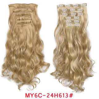 Buy my6c-24h613 16 Clips Clip in Hair Extension Long Synthetic Hair Heat Resistant Hairpiece Natural Wavy Ombre Hair Piece 6Pcs/Set 20Inch LIHUI