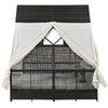 Outdoor Daybed Patio Lounge Bed With Adjustable Backrest Outdoor Double Sun Lounger With Curtains, 4 Pillows for Garden
