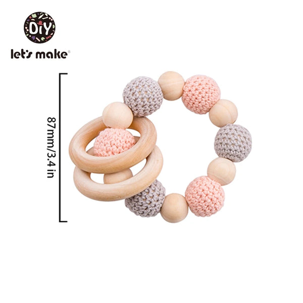 Let's Make Baby Rattles Set Crochet Animal Elk Amigurumi Elephant Baby Teether Wooden Pacifier ChainBPA Free Nursing Rattle Toys