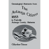 Genealogical Abstracts from the Autauga Citizen, 1853, in Prattville, Autauga County, Alabama - Paperback