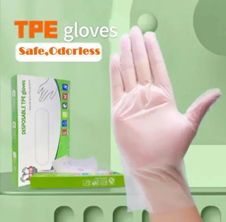 100pcs/Box Food Grade Disposable TPE Transparent Gloves Multifunctional Household Extractable Thickened Disposable Rubber Gloves