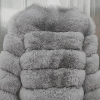 Buy light-grey 100% True Fur Coat Women&#39;s Warm and Stylish Natural Fox Fur Jacket Vest Leather Coat Natural Fur Coats  Free Shipping