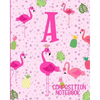 Composition Notebook A: Pink Flamingo Initial A Composition Wide Ruled Notebook - Paperback