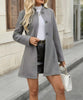 Women’s Elegant Stand Collar Slim Jacket – Button Front A-Swing Long Sleeve Coat