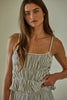 Striped Peplum Crop Top : Natural Black