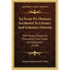 An Essay On Diseases Incidental To Literary And Sedentary Persons: With Proper Rules For Preventing Their Fatal Consequences (1768) - Paperback