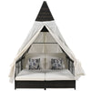 Outdoor Daybed Patio Lounge Bed With Adjustable Backrest Outdoor Double Sun Lounger With Curtains, 4 Pillows for Garden