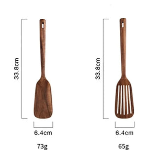 Buy a2pc 1-7pc Teak Natural Wood Tableware Spoon Spoon Turner Long Rice Colander Soup Skimmer Cooking Spoon Spoon Kitchen Tool Set