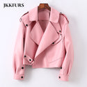 Women Real Sheepskin Fashion Bomber Designer Ladies Leather Jacket Coat