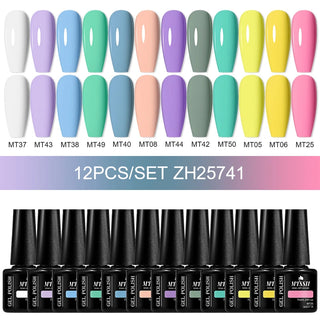 Buy zh25741 10/12pcs Spring Macaron Nail Gel Polish Set Semi Permanent UV for Manicure Soak Off Gel Nail Polish Kit Varnishes Nail Supplies