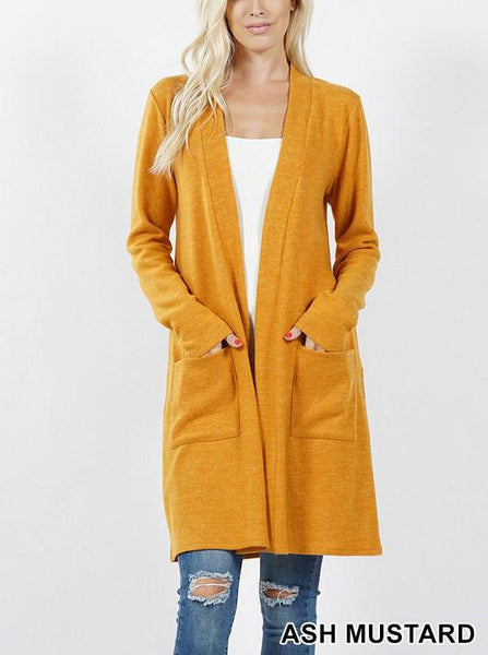 Brushed Sweater Pocket Cardigan