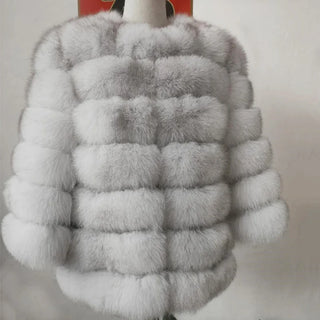 Buy white 100% True Fur Coat Women&#39;s Warm and Stylish Natural Fox Fur Jacket Vest Leather Coat Natural Fur Coats  Free Shipping