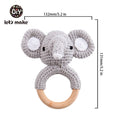 Let's Make Baby Rattles Set Crochet Animal Elk Amigurumi Elephant Baby Teether Wooden Pacifier ChainBPA Free Nursing Rattle Toys