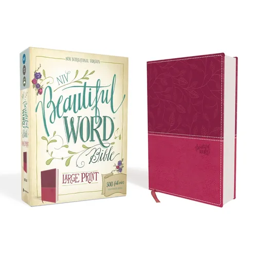 NIV, Beautiful Word Bible, Large Print, Imitation Leather, Pink: 500 Full-Color Illustrated Verses - Imitation Leather
