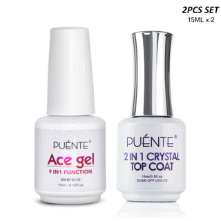 Buy ace-gel-crystal-top 15ML Base Gel Top Coat Set UV Gel Nail Polish Kit Nail Art Manicure Soak Off Function UV Nail Varnish Long Lasting Nail Gel