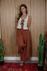 CONTRAST STITCH CROCHET KNIT FRONT TIE VEST
