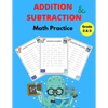 Addition and Subtraction Math Practice Grade 2&3: Math Game Book with Subtracting and Adding Double Digits - Paperback