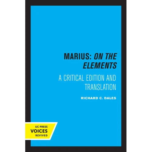 Marius: On the Elements: A Critical Edition and Translation Volume 10 - Paperback