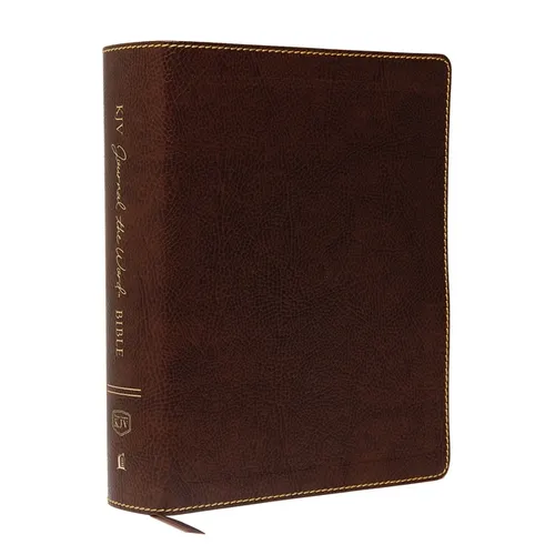 KJV, Journal the Word Bible, Large Print, Bonded Leather, Brown, Red Letter Edition: Reflect, Journal, or Create Art Next to Your Favorite Verses - Leather