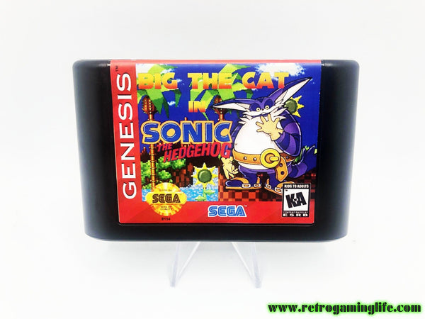 Big the Cat in Sonic the Hedgehog Sega Genesis Game Cart Repro